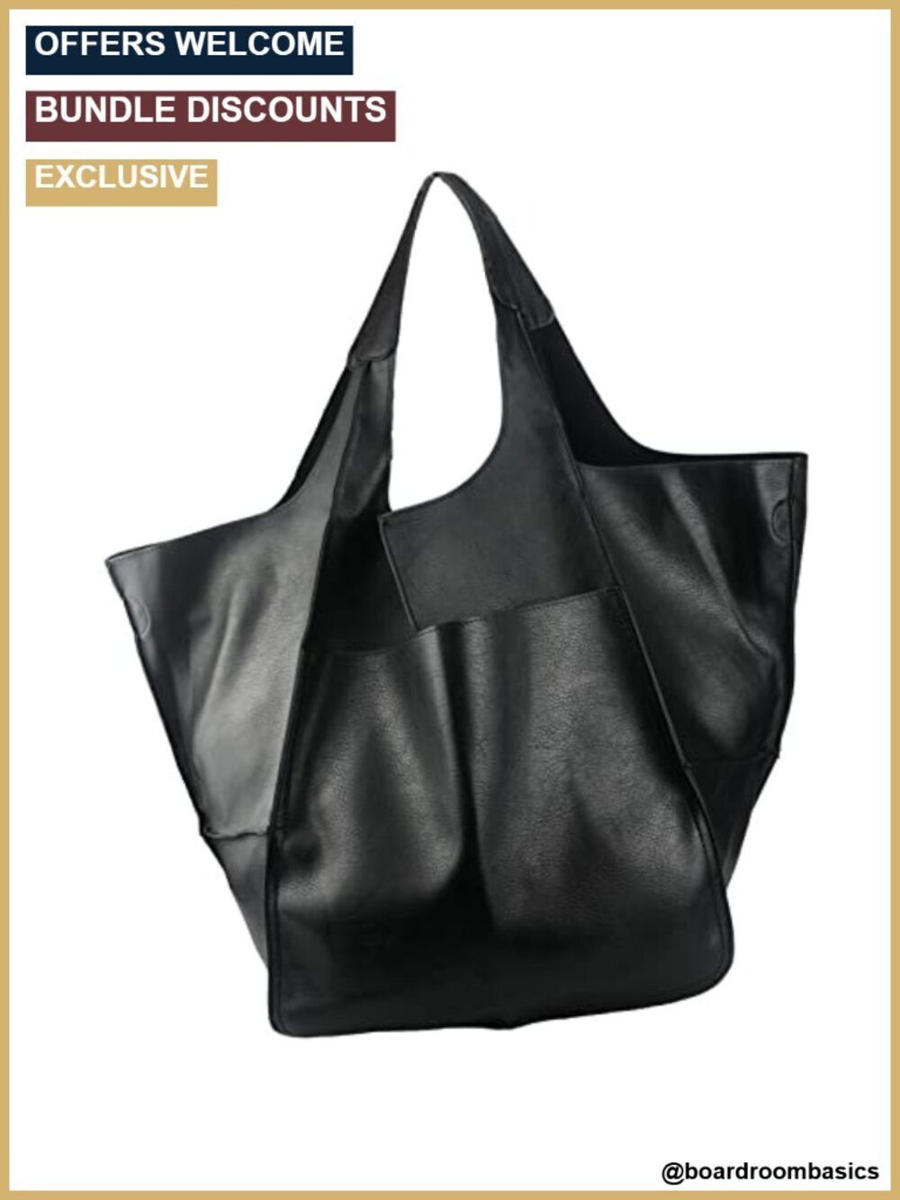 Oversized PU Leather Tote Bag Hobo Large Capacity Work Travel Shopping